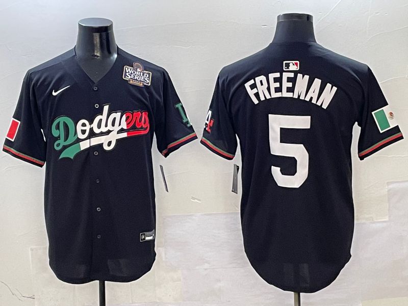 Men Los Angeles Dodgers 5 Freeman Black Mexico Nike 2025 MLB Jersey style 7